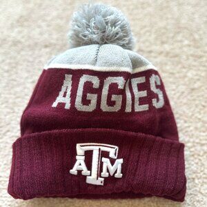 Texas A&M “Aggies” Beanie with pompom – Maroon/Grey/White
